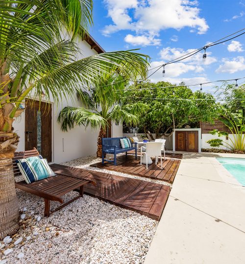 Lounge chairs by the pool