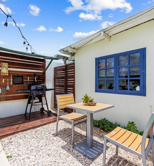 Table and grill by the pool